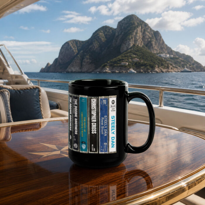 Yacht Rock Cassette 15oz Black Glossy Mug